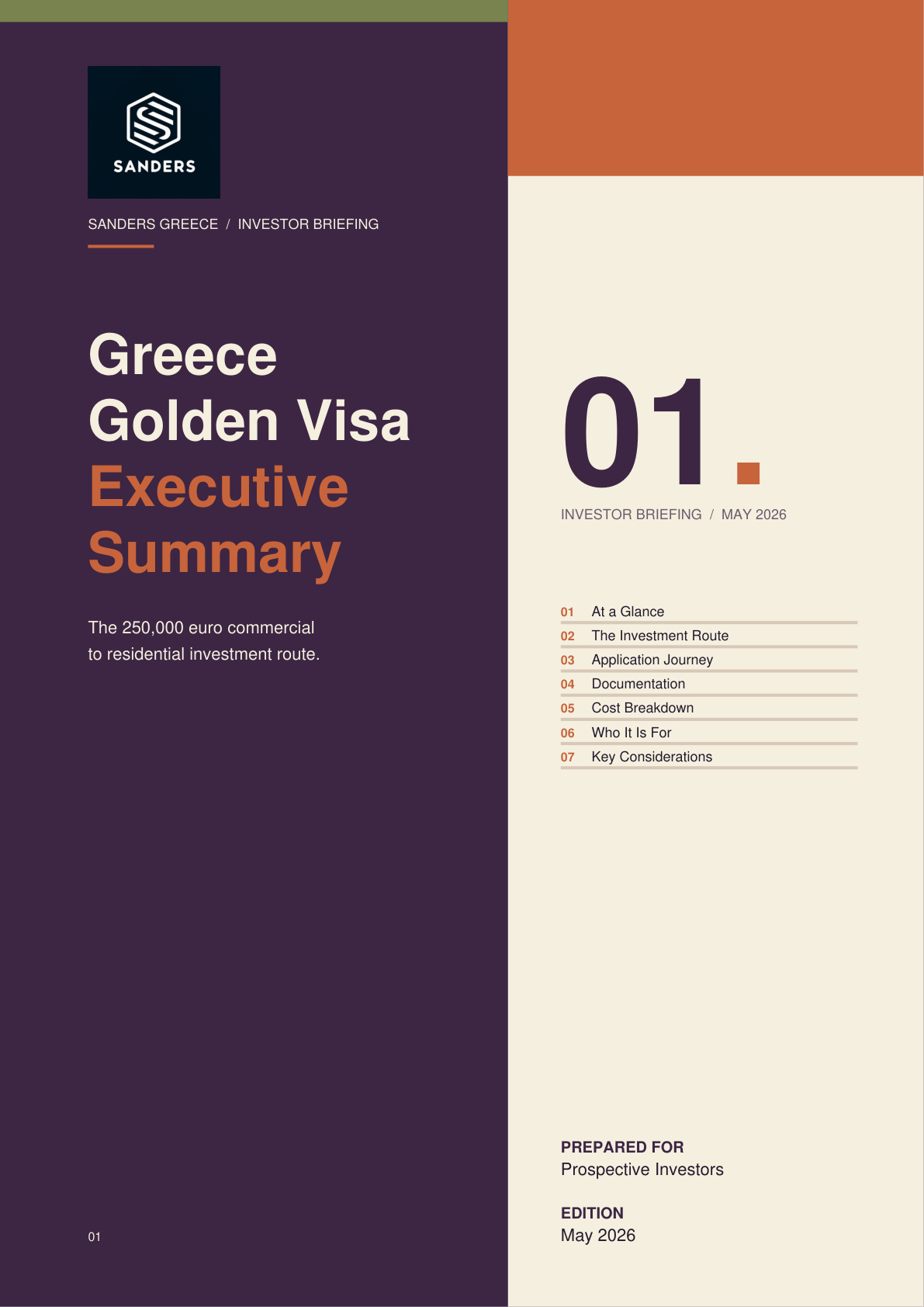 Sanders Greece Golden Visa Guide — Page 1