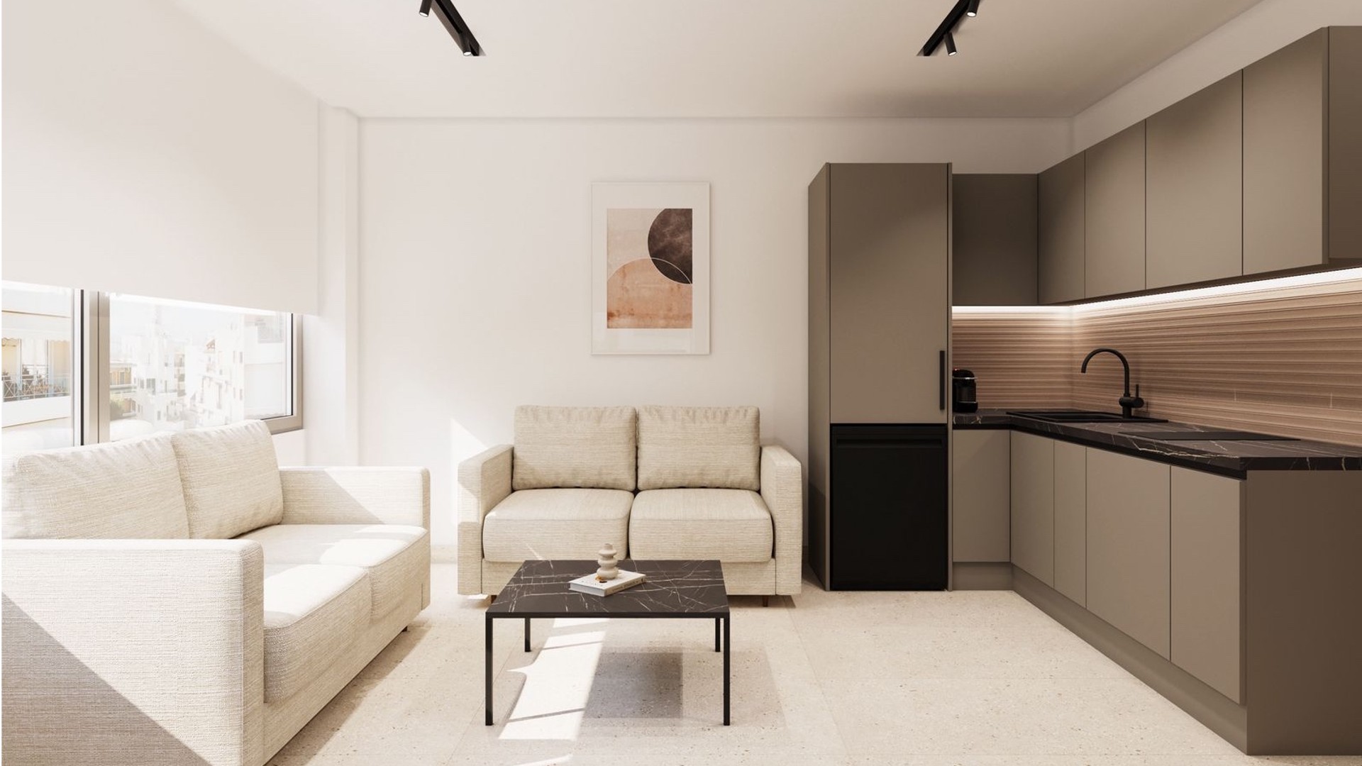 Living and kitchen